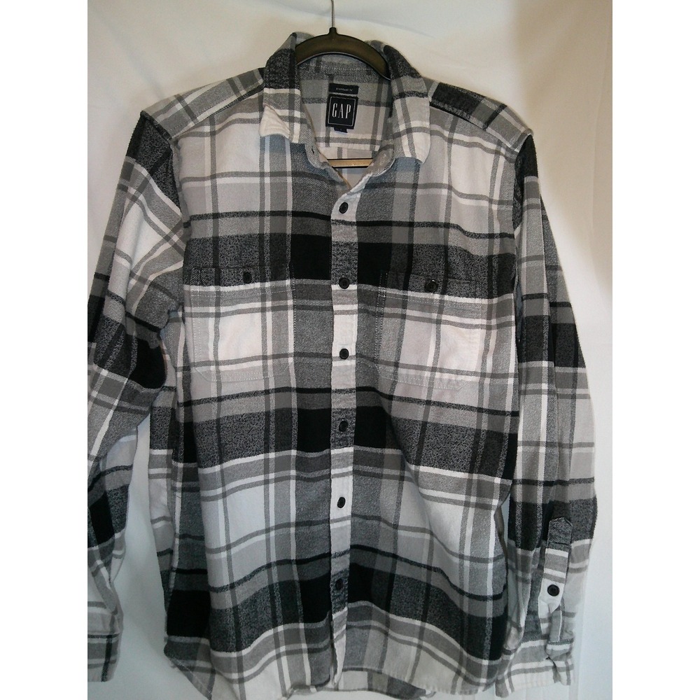 GAP Mens‎ Plaid Flannel Shirt Standard Fit Long Sleeve Button Up Top Size M